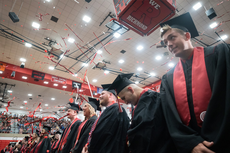 Confetti falls on delighted IUE graduates