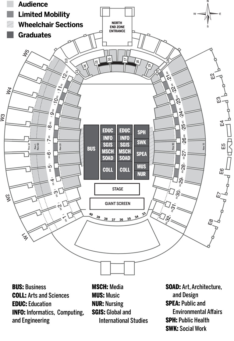 Seating map for spring undergraduate Commencement ceremony